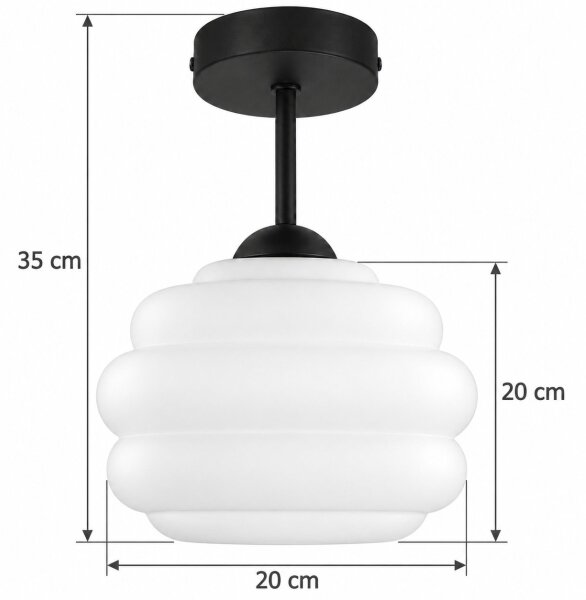 BRILAGI - LED Полилей RETRO GLASS 1xE27/60W/230V Ø 20 cm черно/бяло