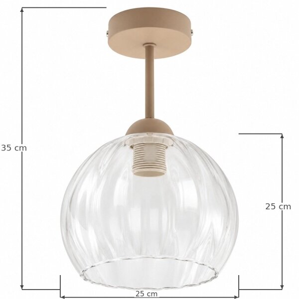 BRILAGI - LED плафон RETRO GLASS 1xE27/60W/230V Ø 25 см бежов/прозрачен
