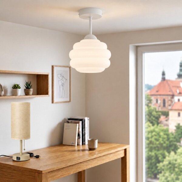 BRILAGI - LED прикрепен полилей RETRO GLASS 1xE27/60W/230V Ø 20 см бял
