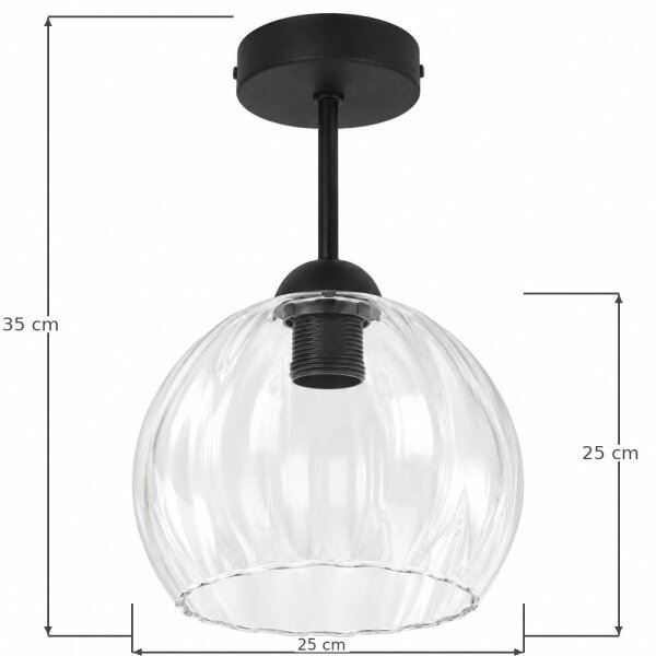 BRILAGI - LED Полилей за повърхностен монтаж RETRO GLASS 1xE27/60W/230V Ø 25 см черен/прозрачен