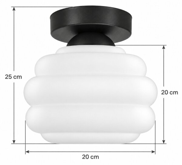 BRILAGI - LED таванно осветително тяло RETRO GLASS 1xE27/60W/230V Ø 20 cm черно/бяло