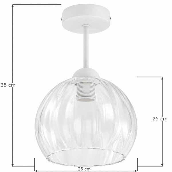 BRILAGI - LED повърхностно монтиран полилей RETRO GLASS 1xE27/60W/230V Ø 25 см бял/прозрачен