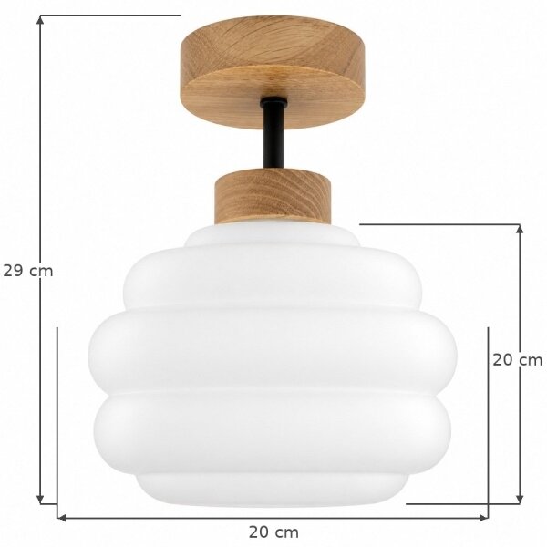 BRILAGI - LED Повърхностно монтиран полилей RETRO GLASS 1xE27/60W/230V Ø 20 см дъб/бял
