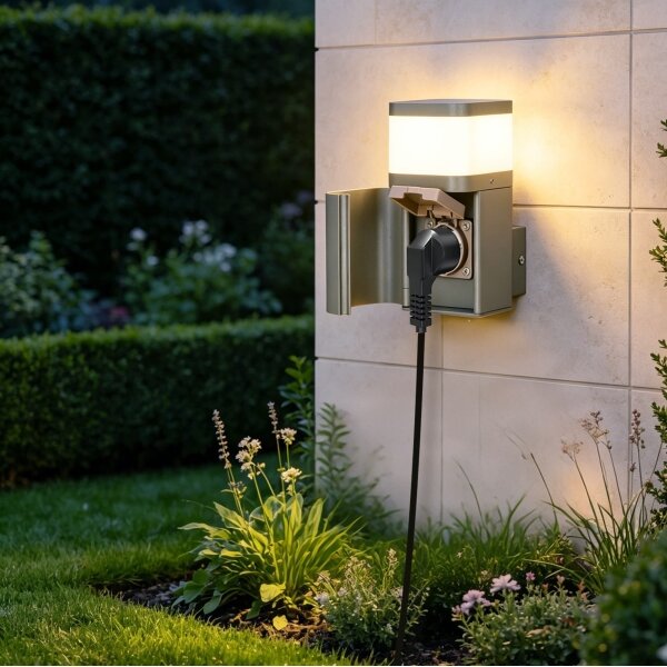 BRILAGI - Външна стенна лампа с контакт SCHUKO PILLAR 1xG9/11W/230V IP44 сива
