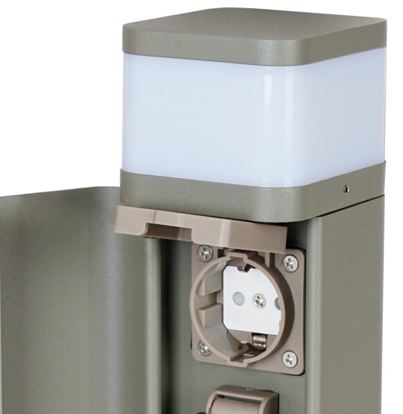BRILAGI - Външна лампа с 2 SCHUKO гнезда PILLAR 1xG9/11W/230V IP44 сива