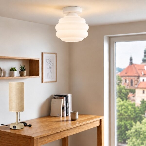BRILAGI - LED таванно осветително тяло RETRO GLASS 1xE27/60W/230V Ø 20 см бял/бял