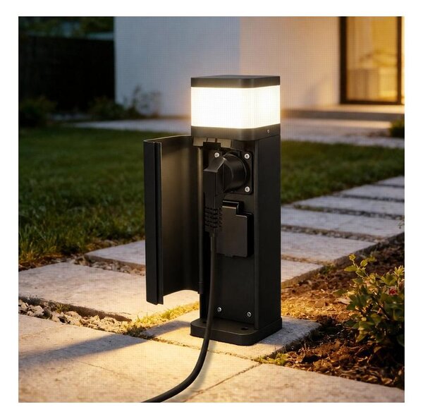 BRILAGI - Външна лампа с 2 SCHUKO гнезда PILLAR 1xG9/11W/230V IP44 черна