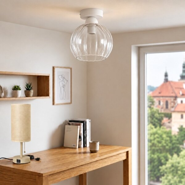 BRILAGI - LED плафон RETRO GLASS 1xE27/60W/230V Ø 25 см бял/прозрачен