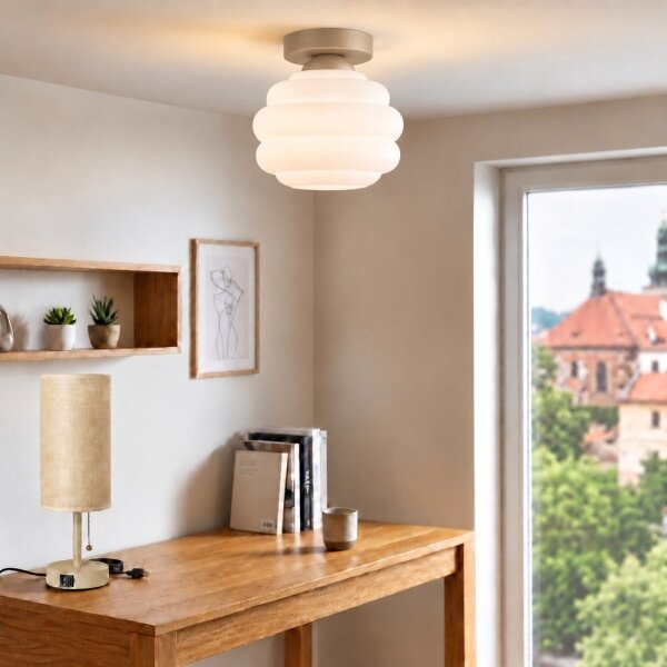 BRILAGI - LED таванно осветително тяло RETRO GLASS 1xE27/60W/230V, диаметър 20 см, бежово/бяло
