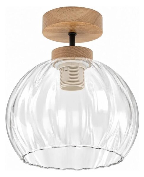 BRILAGI - LED повърхностно монтиран полилей RETRO GLASS 1xE27/60W/230V Ø 25 см дъб/прозрачно
