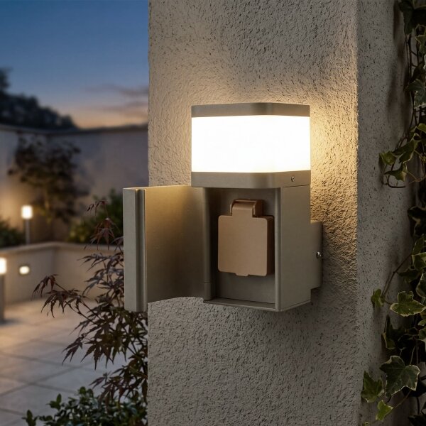 BRILAGI - Външна стенна лампа с контакт SCHUKO PILLAR 1xG9/11W/230V IP44 сива