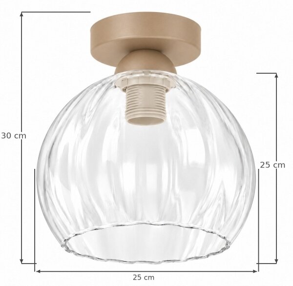 BRILAGI - LED таванно осветително тяло RETRO GLASS 1xE27/60W/230V Ø 25 cm бежово/прозрачно