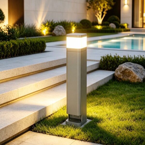 BRILAGI - Външна лампа с 2 SCHUKO гнезда PILLAR 1xG9/11W/230V IP44 сива