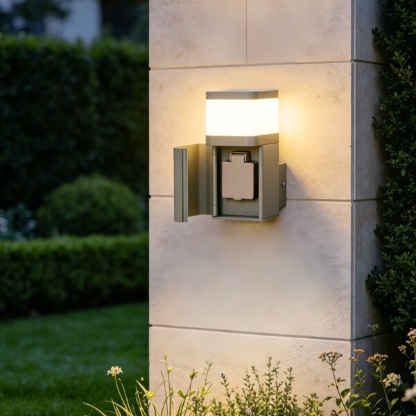 BRILAGI - Външна стенна лампа с контакт SCHUKO PILLAR 1xG9/11W/230V IP44 сива