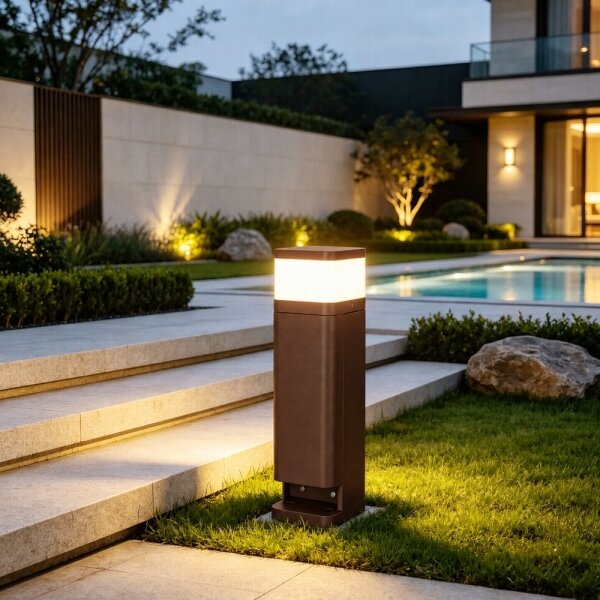 BRILAGI - Външна лампа с 2 гнезда SCHUKO PILLAR 1xG9/11W/230V IP44 кафява