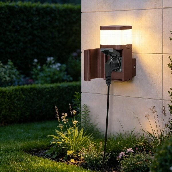 BRILAGI - Външна стенна лампа с гнездо SCHUKO PILLAR 1xG9/11W/230V IP44 кафява