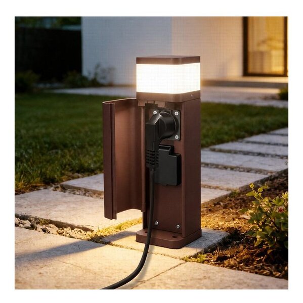 BRILAGI - Външна лампа с 2 гнезда SCHUKO PILLAR 1xG9/11W/230V IP44 кафява