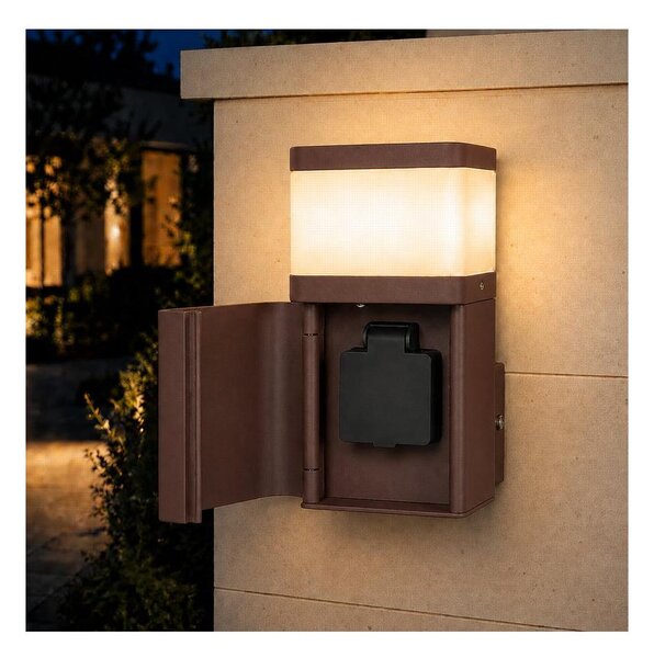 BRILAGI - Външна стенна лампа с гнездо SCHUKO PILLAR 1xG9/11W/230V IP44 кафява