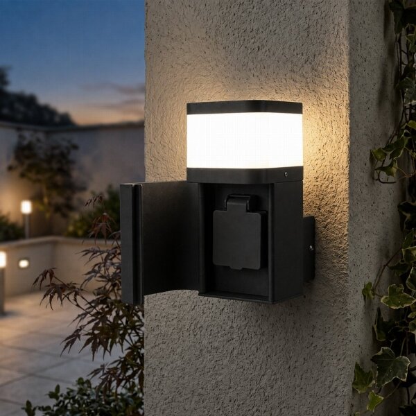 BRILAGI - Външна стенна лампа със SCHUKO гнездо PILLAR 1xG9/11W/230V IP44 черна