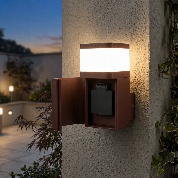 BRILAGI - Външна стенна лампа с гнездо SCHUKO PILLAR 1xG9/11W/230V IP44 кафява