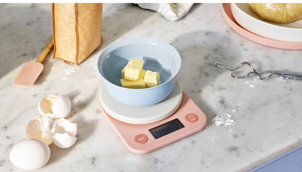 Бяла пластмасова дигитална кухненска везна Foodie – RIG-TIG