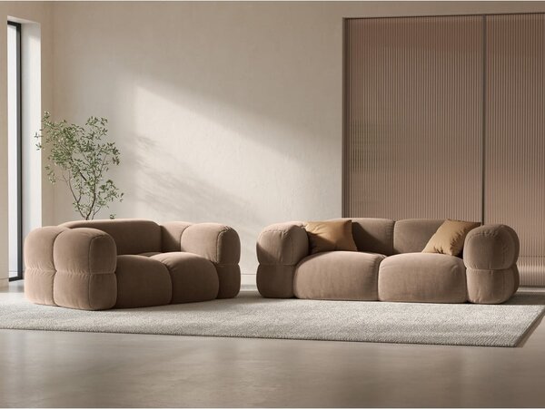 Кафяв кадифен диван 180 cm Loretto – Cosmopolitan Design