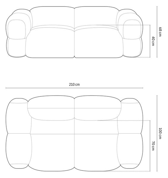 Светлосин диван 210 cm Loretto – Cosmopolitan Design