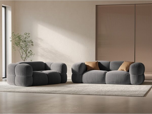 Сив кадифен диван 210 cm Loretto – Cosmopolitan Design