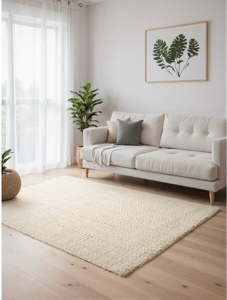 Ръчно изработен килим със смес от вълна в цвят слонова кост 200x290 cm Majoli – Elle Decoration