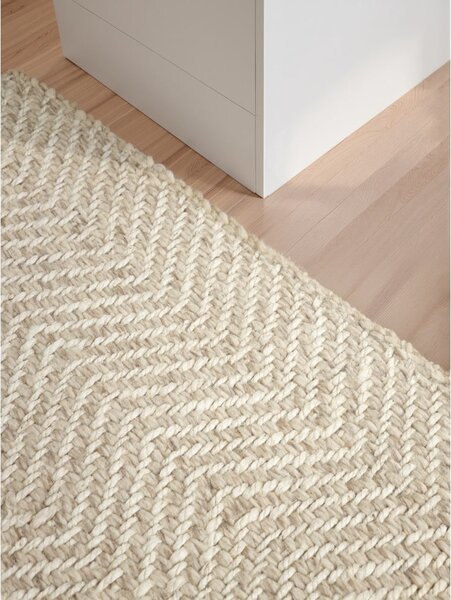 Ръчно изработена пътека със смес от вълна в цвят слонова кост 80x200 cm Majoli – Elle Decoration