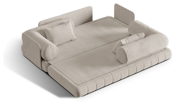Бежов кадифен сгъваем диван 206 cm Kemi – Cosmopolitan Design