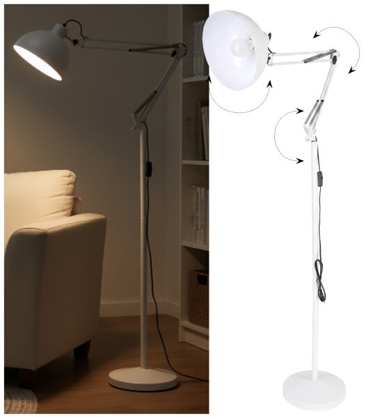 Brilagi - Гъвкава подова лампа TASKER 1xE27/60W/230V 157 cm бяла