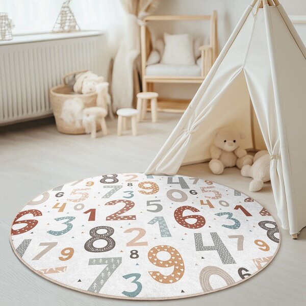 Детско килимче за игра подходящо за пране ø100 cm Happy Numbers – Mila Home