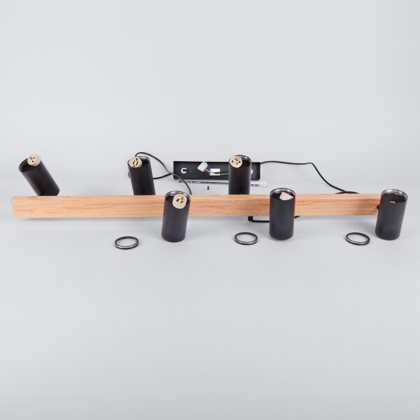 Brilagi - Полилей на кабел SELE 6xGU10/30W/230V черен/дъбов декор