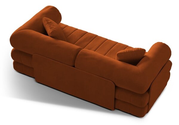 Теракотен кадифен сгъваем диван 206 cm Kemi – Cosmopolitan Design