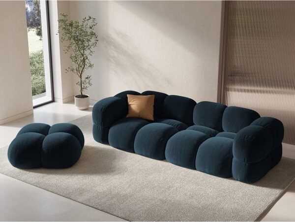 Тъмносин кадифен диван 250 cm Loretto – Cosmopolitan Design