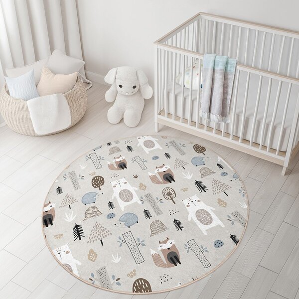 Детски килим подходящ за пране ø120 cm Forest Friends – Mila Home