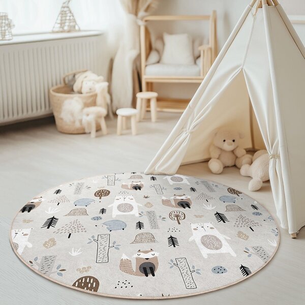 Детски килим подходящ за пране ø120 cm Forest Friends – Mila Home