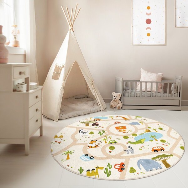 Детско килимче за игра подходящо за пране ø120 cm Savana Ride – Mila Home