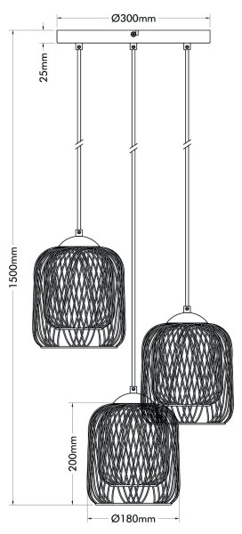 Globo 15965-3HR - Полилей на кабел DICHTI 3xE27/40W/230V