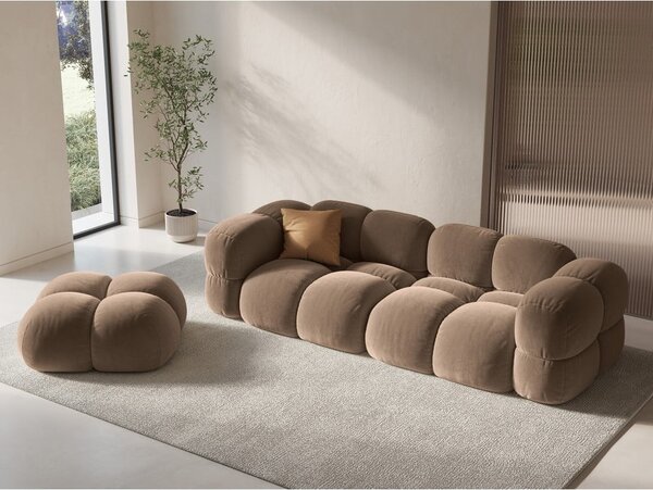 Кафяв кадифен диван 250 cm Loretto – Cosmopolitan Design