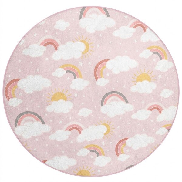 Розов детски килим подходящ за пране ø120 cm Rainbow World – Mila Home