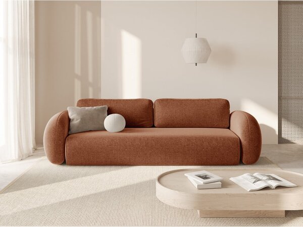 Шенилов сгъваем/с място за съхранение диван в тухлен цвят 262 cm Tonale – Cosmopolitan Design