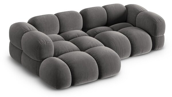 Сив кадифен ъглов диван (ляв ъгъл) Loretto – Cosmopolitan Design