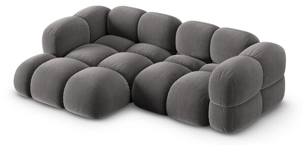 Сив кадифен ъглов диван (ляв ъгъл) Loretto – Cosmopolitan Design