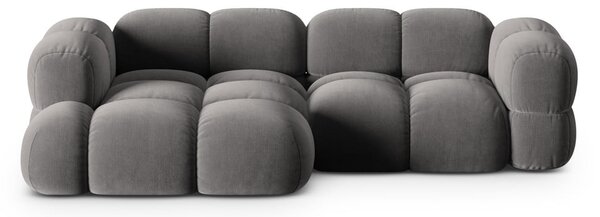 Сив кадифен ъглов диван (ляв ъгъл) Loretto – Cosmopolitan Design