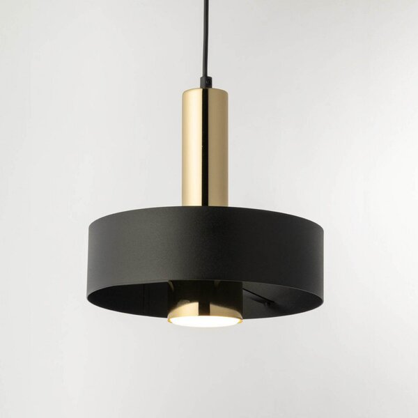 SIGMA Висяща лампа Rif Lux, черна/златна, Ø 25 cm, стомана, Затъмняване, Черен, Дневна/трапезария, Метал, Модерен
