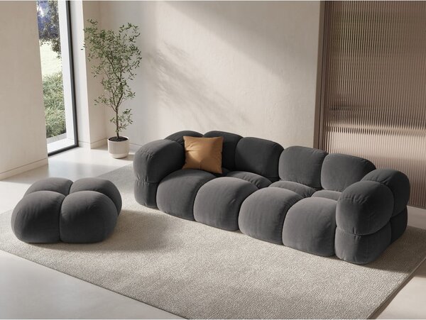 Сив кадифен диван 250 cm Loretto – Cosmopolitan Design