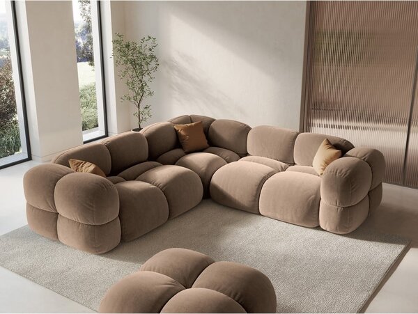 Кафяв кадифен ъглов диван Loretto – Cosmopolitan Design