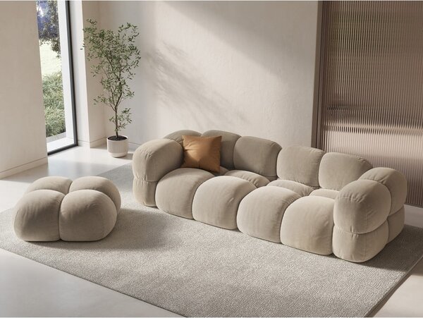 Бежов кадифен диван 250 cm Loretto – Cosmopolitan Design